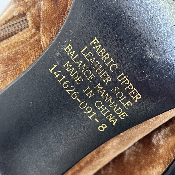 Vintage Colin Stuart Gold Crushed Velvet Women’s Boots Stiletto Heels Sz 8 (ST) - Picture 7 of 7